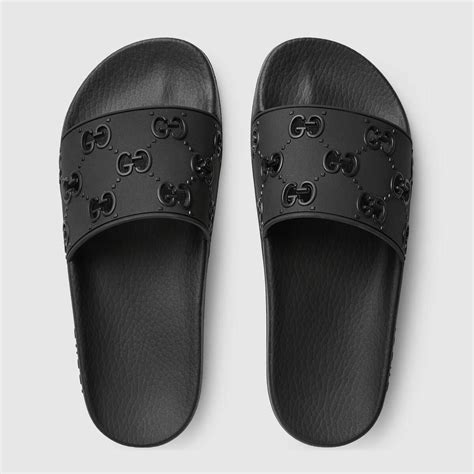 black woman gucci slides|all black Gucci slides women's.